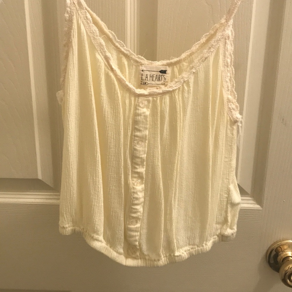 Cream tank top with buttons